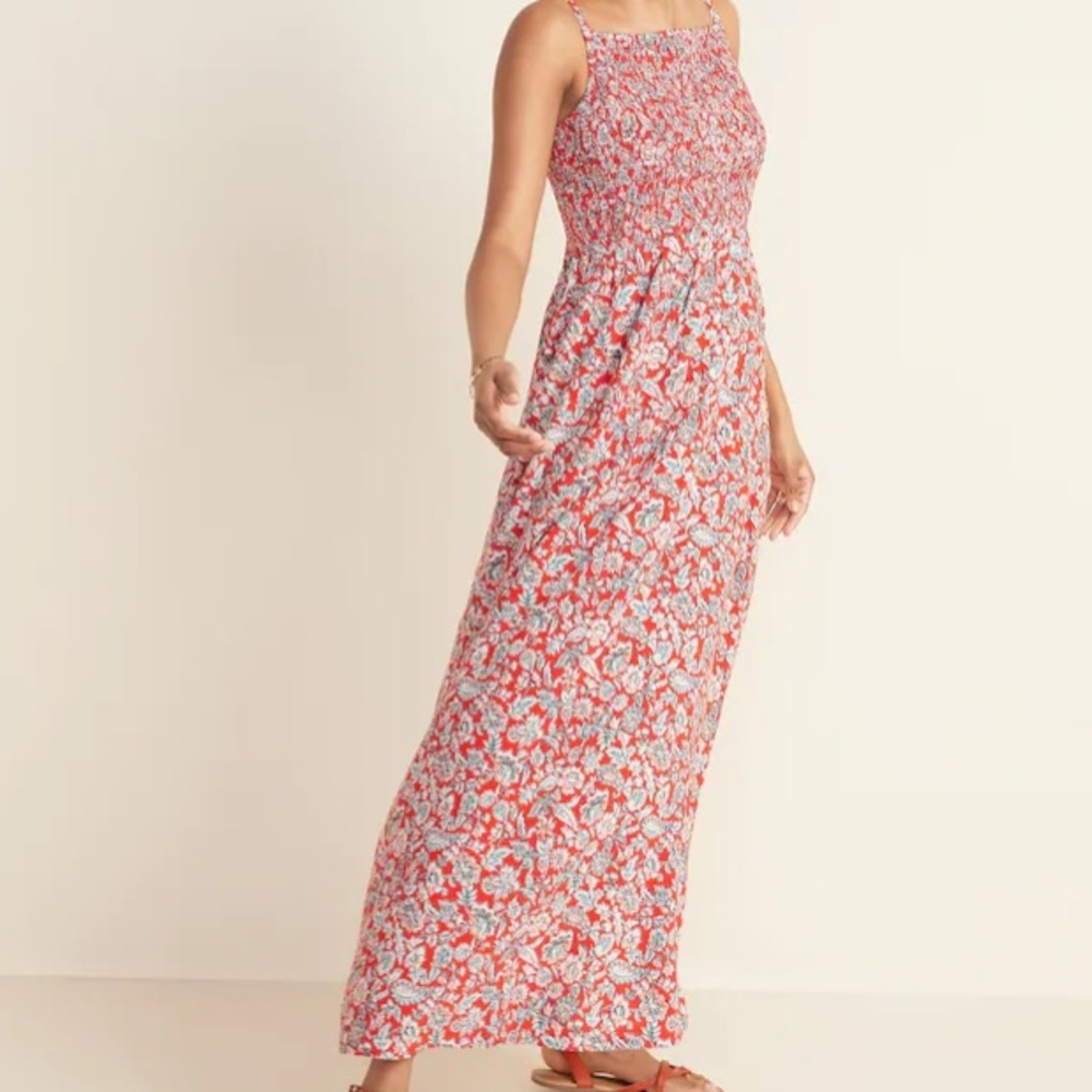 Old Navy Smocked Top Floral Maxi Dress Large Tall